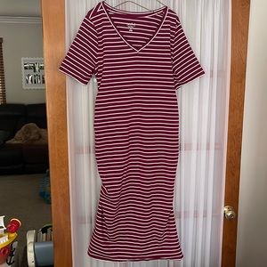 Short Sleeve Striped Maternity Dress XL